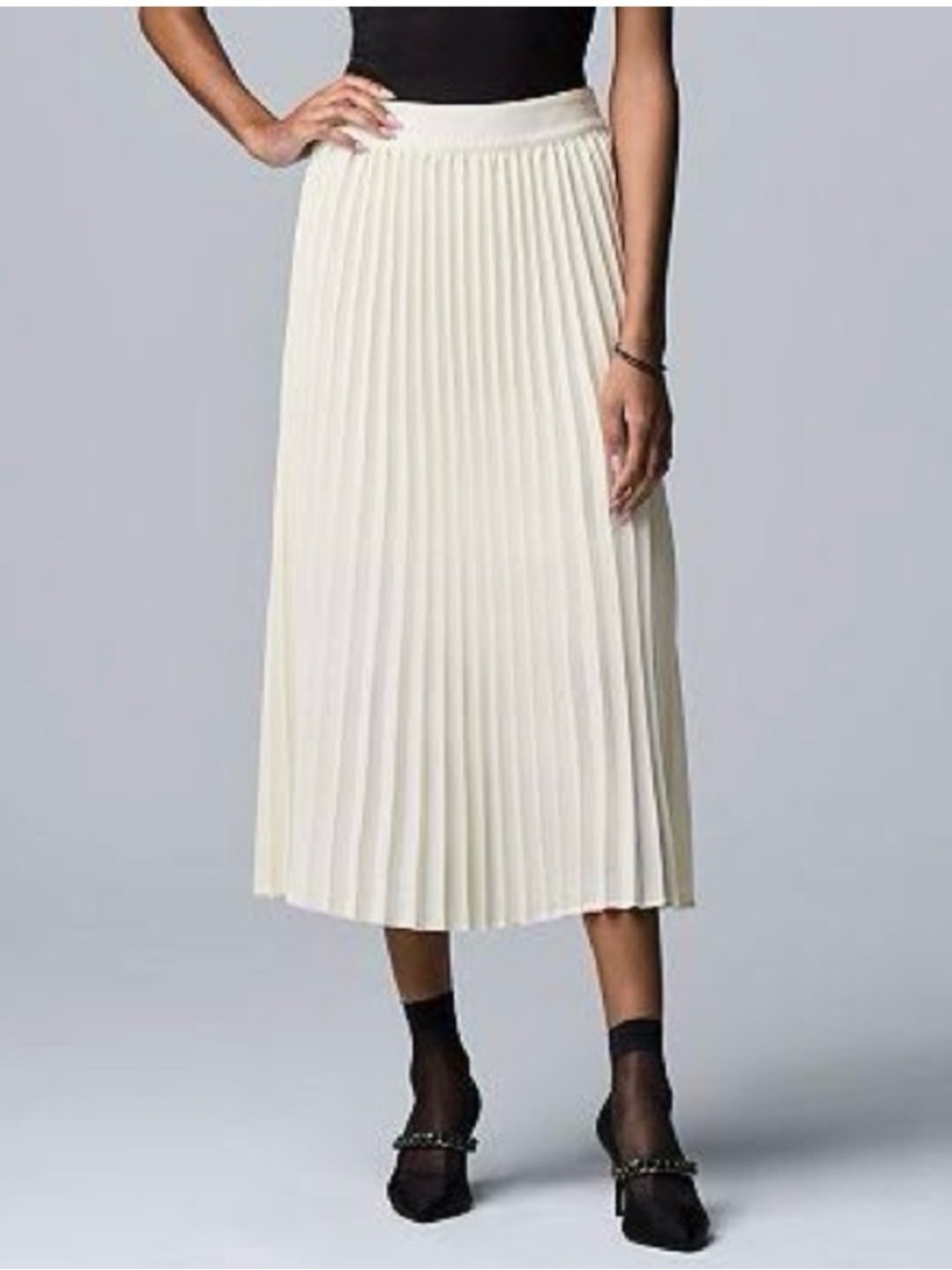 Simply Vera Vera Wang Ankle Length Cream Pleated Skirt Sz XL